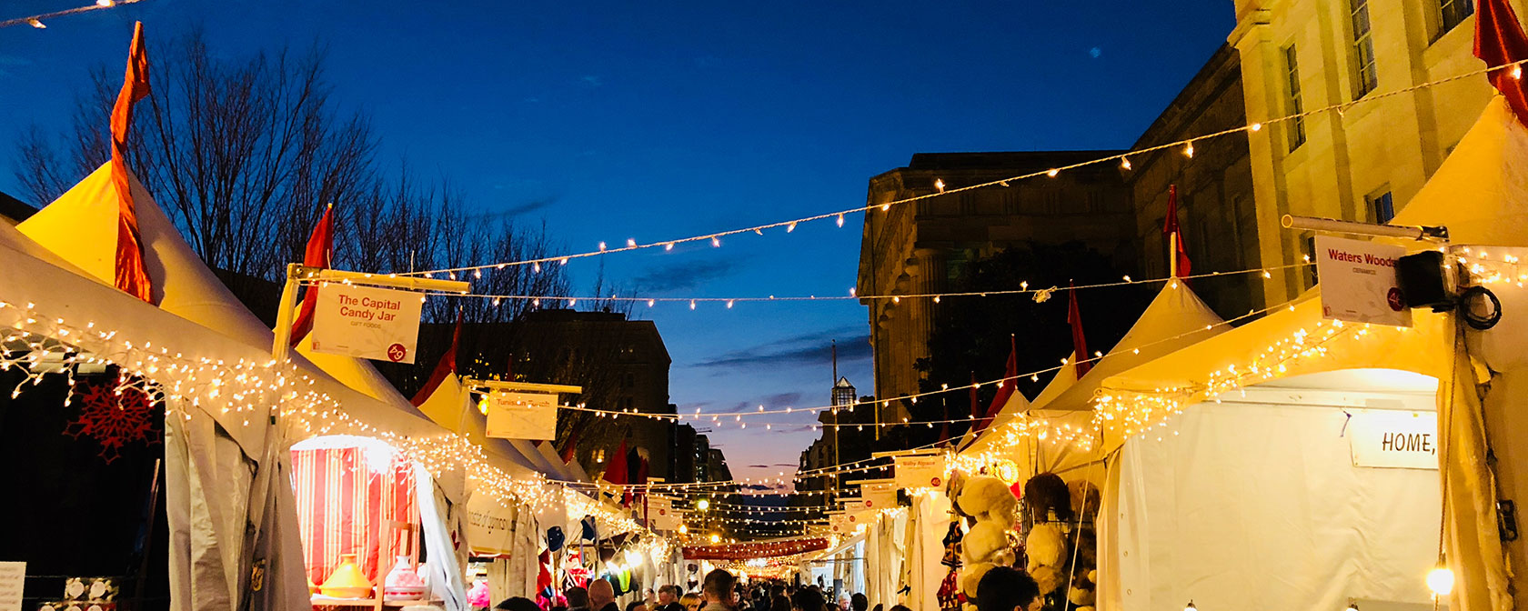 Downtown Holiday Market at Night