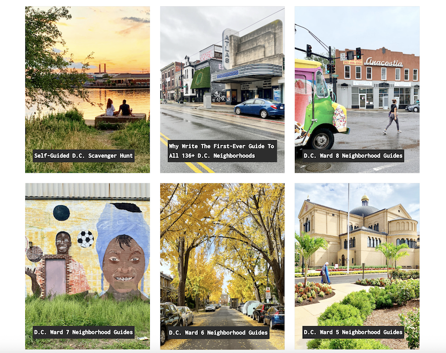 Panels with images from Austin Graff's DC neighborhood guides. 