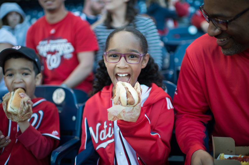 Family eating at Washington Nationals game - Where to eat and drink at Nationals Park