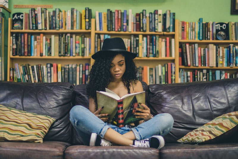 Visitor at Sankofa bookstore and cafe - Black-owned business in Washington, DC