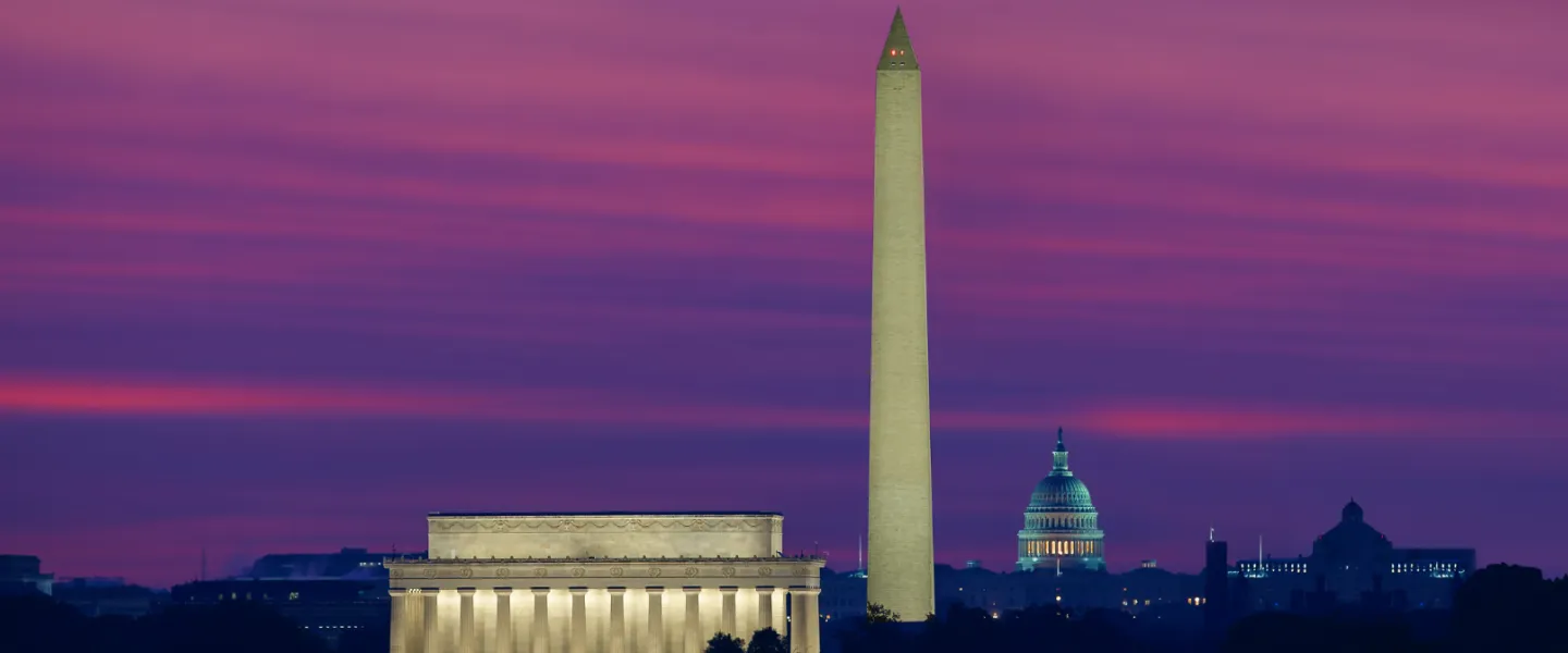 Skyline of the monuments on the National Mall