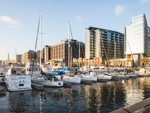 Sunny Fall Day at The Wharf on the Southwest Waterfront - Dining, Shopping and Entertainment Destination in Washington, DC